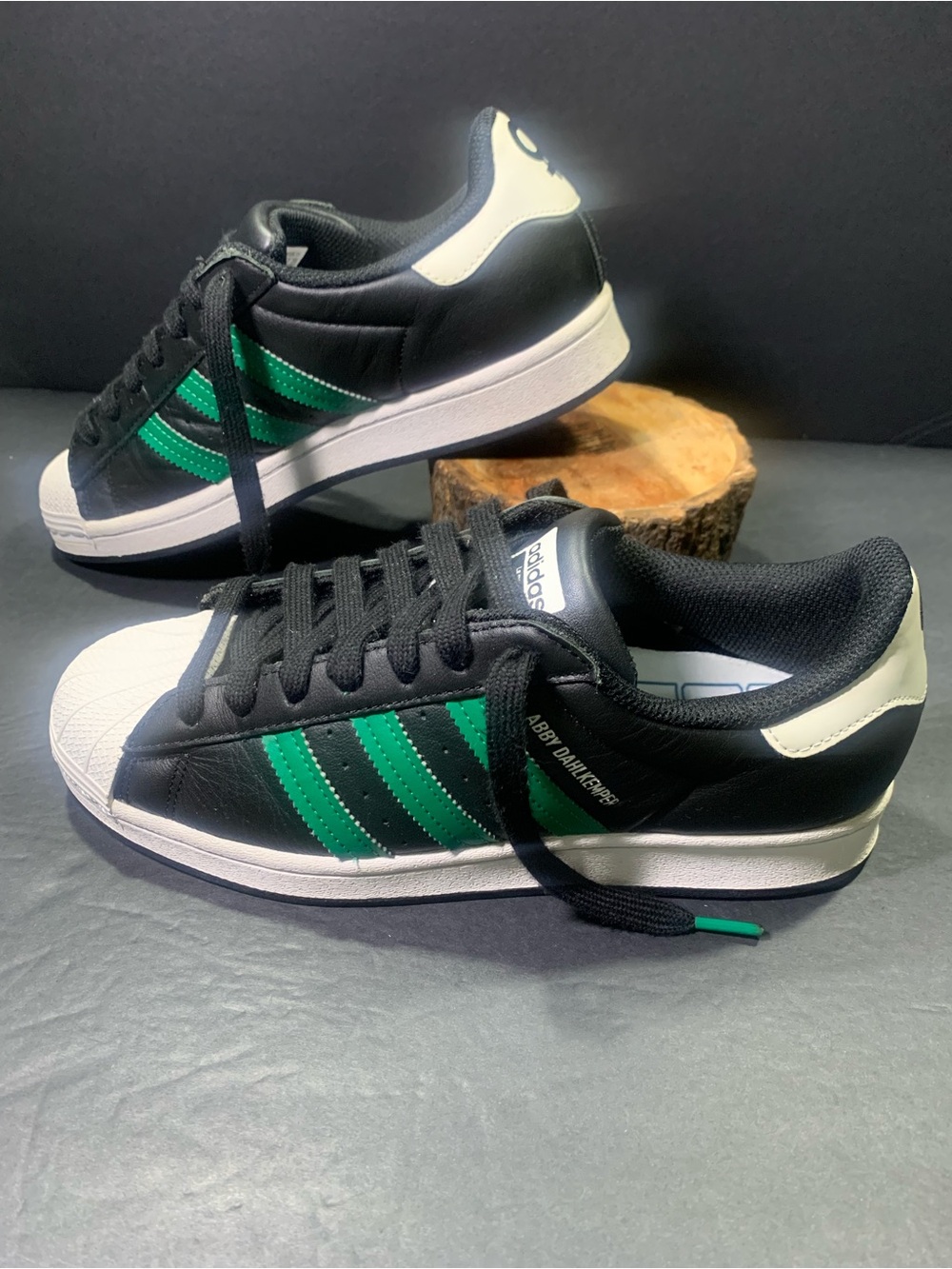 Adidas Superstar “Abby Dahlkemper” Women’s Black Bold Green White Shoe Size-8.5